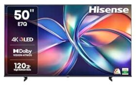Hisense 126 cm (50 inches) E7Q Series 4K Ultra HD Smart QLED TV 50E7Q @ Rs 26,999 with 50% Off: