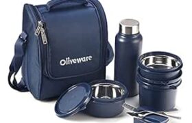 SOPL-OLIVEWARE Teso Pro Lunch Box with Cutlery, 3 Microwave Safe Insid @ Rs 698 with 64% Off: