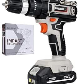 54% Off: (Refurbished) Buildskill 21V Cordless Impact Drill Machine with 1.5Ah Battery, Charger- Compact Battery Drill @ Rs 1772.10