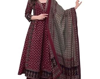 72% Off: ANNI DESIGNER Women’s Anarkali Kurta Set with Dupatta | Pure Cotton Su @ Rs 719