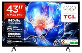 TCL 108 cm (43 inches) 4K Ultra HD Smart QLED Google TV 43P71K @ Rs 25,990 with 53% Off: