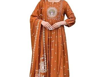 76% Off: KLOSIA Women Rayon Printed Anarkali Kurta Set with Dupatta @ Rs 709
