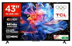 TCL 108 cm (43 inches) Metallic Bezel Less Series 4K Ultra HD Smart LE @ Rs 19,990 with 62% Off: