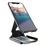 ELV Universal Mobile Phone Tabletop Stand Holder Mount with Inbuilt Cable Organiser and Card Holder