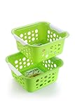 Nayasa Spotty Fruit Basket Set of 2 Small Fruit Basket for Kitchen Plastic Tokri for Vegetables Plastic Baskets for Vegetables No 1 Green at Rs 103