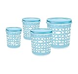 MILTON Storex Plastic Storage Jars Containers Set of 4 113L 2L 338L 486L Blue BPA Free Air Tight Kitchen Organizer for Spices Atta Grains Dishwasher Safe and Stackable at Rs 299