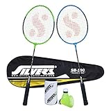 Silvers SB100 Combo2 2 BBadminton Rackets with 1 Full Cover 2 Pcs Plastic Shuttle GreenBlue Steel at Rs 309