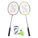 Silvers SB100 Combo5 2 Badminton Rackets 2 Pcs Plastic Shuttle RedYellow at Rs 279