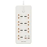 Ant Esports PS722 Power Strips with 7 Universal Socket and 2USBA 2TypeC 3Meter Cord 2500WattFireproof Material Heavy Duty Cable Overload ProtectionExtension for HomeOffice AppliancesWhite