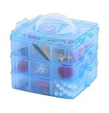 Clazkit Jewellery Organisers Plastic 3 Layer 18 Grid Square Portable Storage Detachable Box Organizer Case For Jewellery Sewing Button Earrings Hair BLUE 145X145X128 Cm at Rs 46