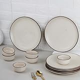 The Earth Store Spiral White Set of 12 Piece Ceramic Dinner Set 6 at 3199