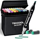 TEKCOOL Dual Tip Colorful Art Markers Sketch Pens 24 Colors With Carrying Case For Painting Sketching Calligraphy Drawing Twin Head Permanent Colouring Marker Pens For Kids Adult Multicolor 24 at Rs 299
