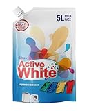 Active White Liquid Detergent 5L Mega Pack Lavender Fragrance Front Load Top Load Machine Wash Bucket Wash Expert Powerful Stain Removal Gentle on Clothes Value Family Refill Pack at Rs 249