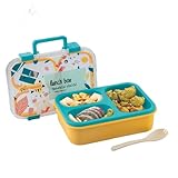 ATTRO Kitty Kart Plastic Lunch Box 3 Compartment Bento Tiffin LeakProof Durable Plastic Cutlery Ideal for Kids SchoolPicnic 800ml Blue Orange at Rs 174