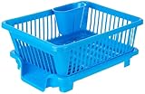 HomeWiz Dish Drying Rack 3 in 1 HeavyDuty Dish Drainer Basket with Drain Tray Built in Cutlery Holder Strong Plastic Dish Drying Rack for Plates Bowls Kitchen Countertop Organizer Blue at Rs 269