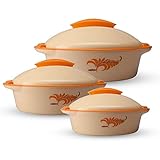 MILTON Crisp Deluxe Inner Stainless Steel Casserole Set of 3 Orange