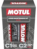 Motul Chain Lube Chain Cleaner Combo for Bikes C2 Lubrication C1 Deep Cleaning Spray for Superior Chain Care Suitable for All Motorcycles 150 ml Each