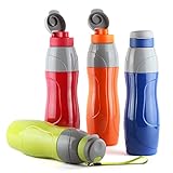CELLO Puro Sports 600 Plastic Water Bottle Leak Proof Handy and Durable Set of 4 520 ml Each Assorted