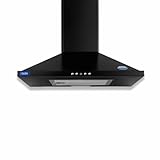 Glen 60 cm 1000 m³hr Baffle Filter Kitchen Chimney Pyramid Shaped Hood Aqua Push Buttons ControlBlack