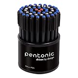 Pentonic 07mm Ball Point Pen Tumbler Pack Black Body Blue Black Red Ink Pack of 50 Pens