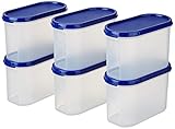 Solimo Modular Plastic Storage Container With Airtight Lid 12 Litres Set of 6 Blue