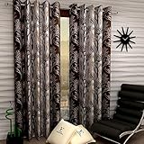 Fashion String 2 Pieces Long Tree Eyelet Polyester Door Curtains 7 Feet Brown