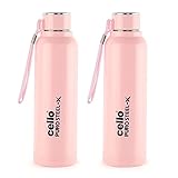Cello Puro SteelX Benz 900 PU Insulated Water Bottle Set of 2 650 ml Each Pink