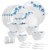 Cello Opalware Dazzle Series Blue Swirl 35 Pcs Dinner Set Serving for 6