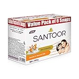 Santoor Skin Softening Sandal Almond Milk Bathing Soap 150g Pack of 6