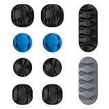 GIZGA Esials Cable Organizer Holder Clips Set of 10 Multipurpose Silicone Cable Protector Cord Wire Manager Hooks with Self Adhesive for Desk Table TV PC Car Home Office Black