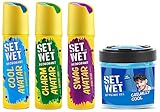 Set Wet Deodorant Spray Perfume 150ml Pack of 3 and Hair Gel 250ml for Men at Rs324