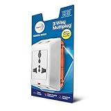 Wipro 3 Way Multiplug Adaptor with 1 Universal Sockets Inbuilt Surge Protection Power supply Indicator Compact Light weight 6Amp Multiplug socket for Home Office Pack of 1 White