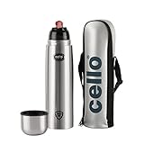 CELLO Flipstyle Insulated Stainless Steel Flask Water Bottle with Jacket For Daily Use 1000 ml ISI Certified Double Wall Vacuum Insulated 24 Hrs Hot Cold Thermos Water Bottle For Office Gym Travel