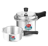 Pigeon by Stovekraft 12708 Aluminium Pressure Cooker Combo 2 litre and 3 litre Silver