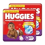 Huggies Complete Comfort Wonder Pants Pant Style Baby Diapers Medium Size M 100 Count Indias Fastest Absorbing Diaper Prevents Diaper Rash Ideal for 7 to 12 Kgs 50 Count Pack of 2