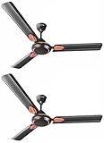 LONGWAY Kiger P2 1200 mm48 inch Ultra High Speed 3 Blade AntiDust Decorative Star Rated Ceiling Fan Smoked Brown Pack of 2
