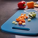 Frenchware Plastic CuttingChopping Board with Handle Blue Large for Vegetable Fruits Cheese PremiumGrade Plastic 100 Food Safe BPAFree Dishwasher Safe Microwave Safe Anti Bacterial