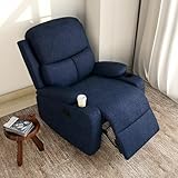 Nilkamal Home Matt 1 Seater Fabric Manual Recliner with Cup Holder Blue