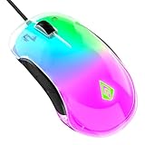 Archer Tech Lab Wired Gaming MousePrecise Tracking Rapid Response with Sunplus Sensor Adjustable 12000 DPI 8 Programmable Buttons Huyu Switches RGB Backlit for PCMac Recurve 400Transparent