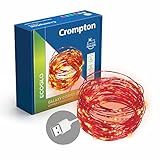 Crompton Galaxy Decoration Copper USB Powered String Fairy Lights with 100 Led Light 10 Meters 32 Feet Red Pack of 1