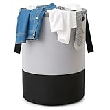 GLUN Round Laundry Bag Gray Black Foldable Waterproof 45 Liter Capacity NonWoven Toys Cloth Storage Bag Pack Of 1