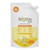 Koparo Organic Dishwash Liquid 2 Litres Refill Pack Powerful Grease Cutting Dishwasher Liquid Thick Foam Liquid Dishwash for Kitchen Utensils Baby Pet Safe Orange Sweet Lime Fragrance
