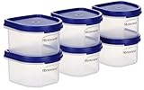 Floraware Modular Plastic Storage Containers Airtight Jars with Lids Stackable Design for Grains Spices Snacks More Transparent SpaceSaving Blue Pack of 6