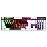 Ant Esports MK1450 Pro Backlit Membrane Wired Gaming Keyboard with Mixed Colour Lighting White Black Keycaps Double Injection Key Caps Black