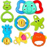 Storio Baby Products Toys 7 Pcs Rattle Set with Teathers for New Born Baby Gifts