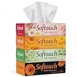 Softouch 2 Ply Facial Tissue Box Car Tissue Pack of 4 100 Pulls Per Box 400 Sheets