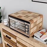 Kuber Industries Oven Top Cover NonWoven Microwave Oven Top Cover with 4 Utility Pockets Oven Cover for Kitchen Décor Chatai Oven Top Cover Brown