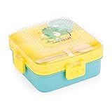ATTRO My Lunch 2 Layer Plastic Lunch Box Comes with Fun Galaxy Astro Print 1 Detachable Tray 1 Small Container 1 Spoon Ideal for Kids BPA Free 1590ml70ml Blue