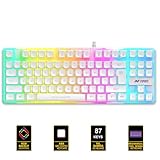 Ant Esports MK700 V2 Membrane TKL Wired Gaming Keyboard 87 UV Coated Mechanical feel Keys Cool RGB Backlight Waterproof Keyboard for PC Laptop Mobile Tablets Gaming Design and Work Mercury White