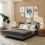 Royaloak Willow Upholstered Queen Bed Solid Wood at